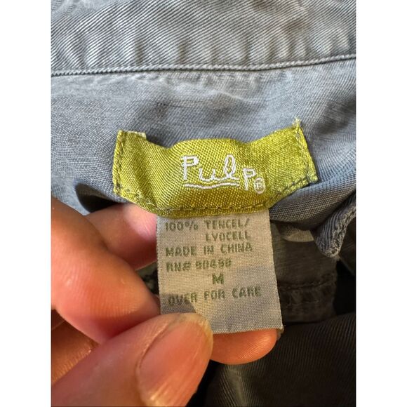 Pulp Women’s long sleeve tencel button-down gray shirt top M - Picture 6 of 6